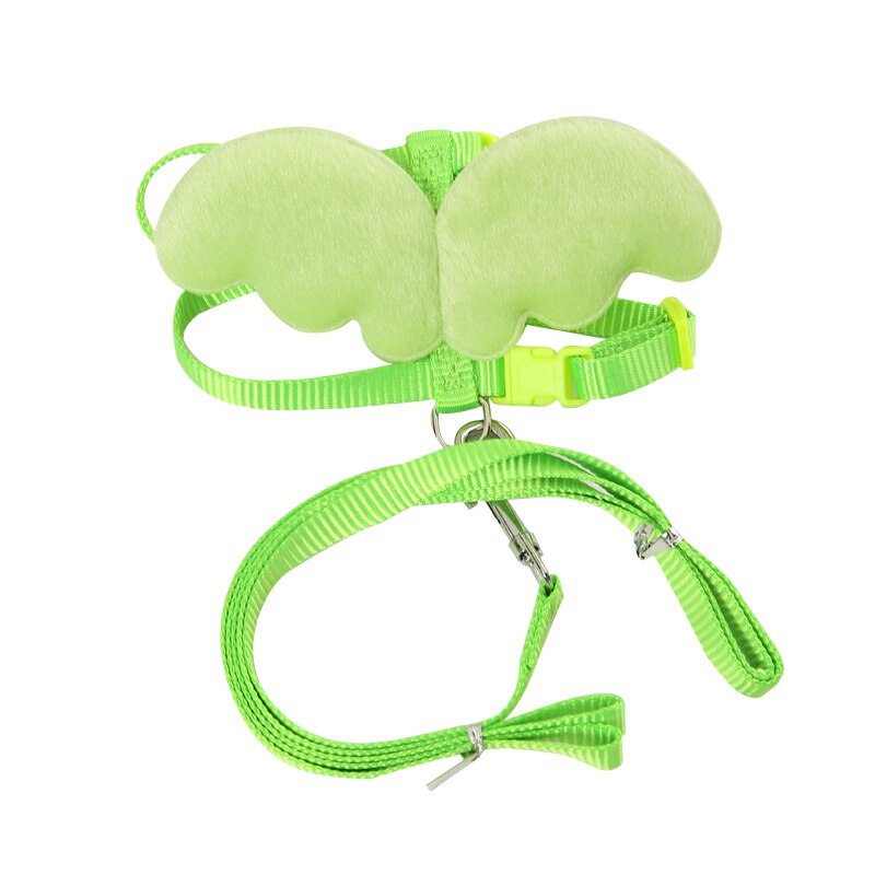 Konijnentuig met lijnset met engelenvleugels, nylon touwen, verstelbaar zacht mesh vest, harnas voor konijnen: A11 groene