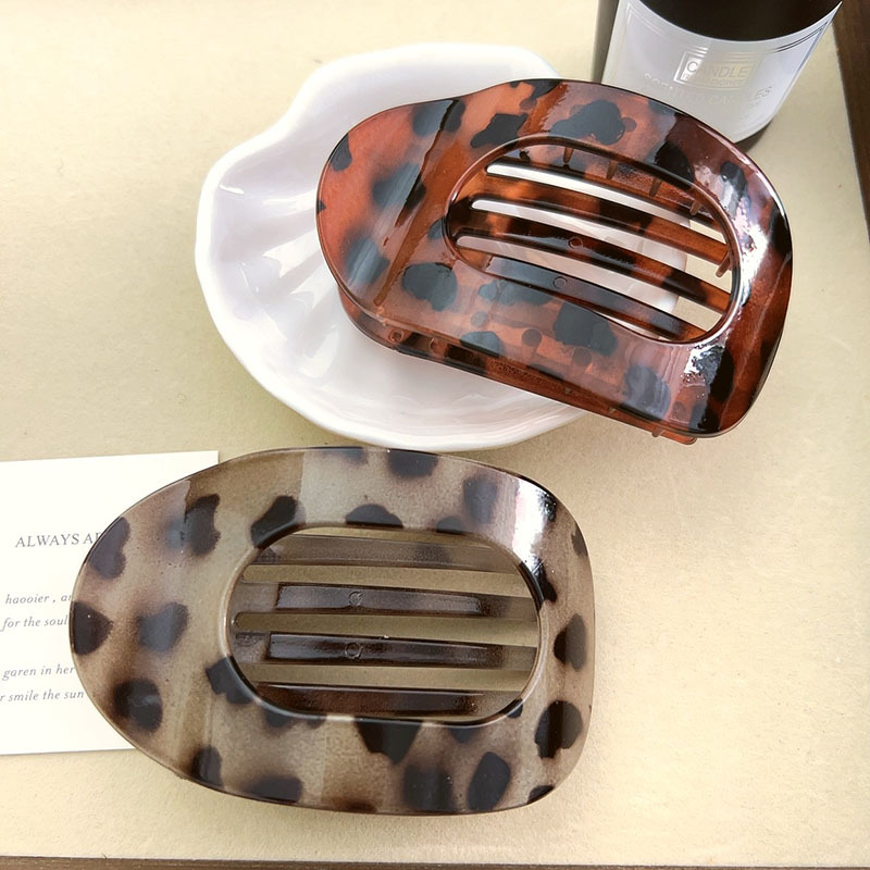 Nueva pinza para el pelo de cuchara acrílica coreana, soporte para cola de caballo de leopardo para mujer, horquillas, Clip superior, accesorios para el cabello para chicas a la , horquilla: Amarillo claro