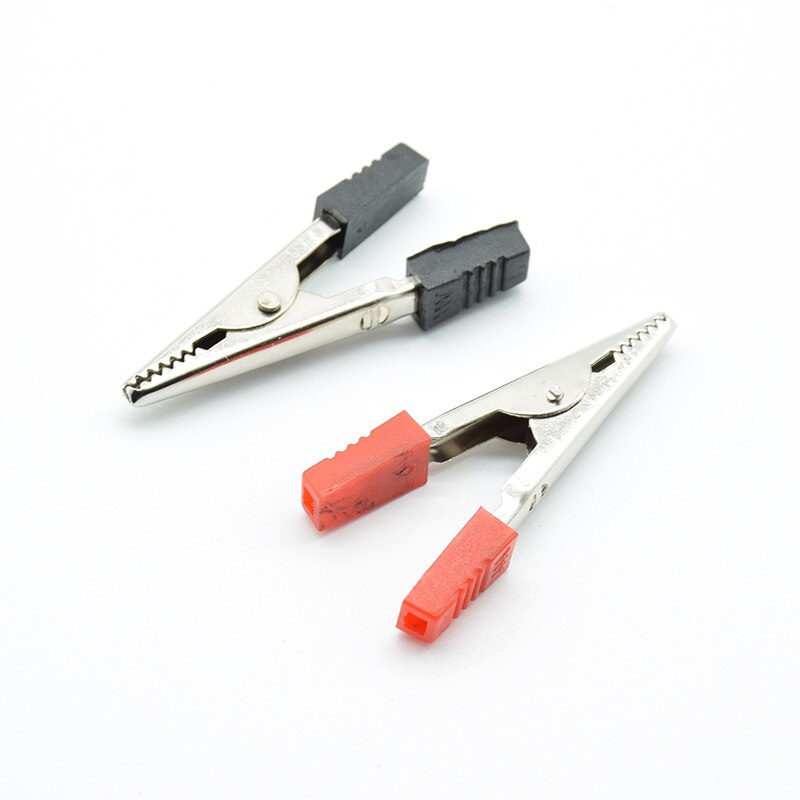 10pcs/lot Insulated Crocodile Clips Plastic Handle Cable Lead Testing Metal Alligator Clips Clamps 52mm Length