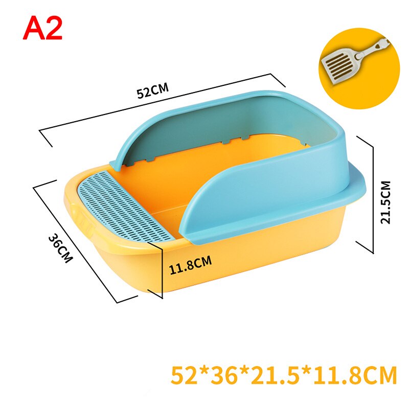 Cat Litter Box Heighten Semi-open Toilets For Pet Clean Sandbox With Free Shovel Cat Pet Supplies: A2