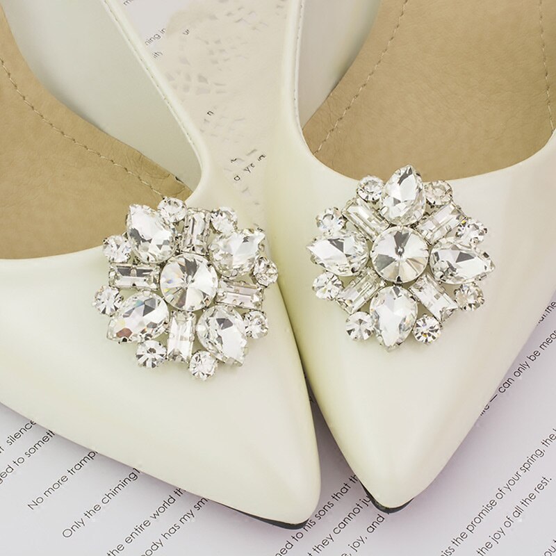 1 par brude bryllup sko cips indretning sko klip krystal charme dekoration tilbehør  b2 cshop: 4