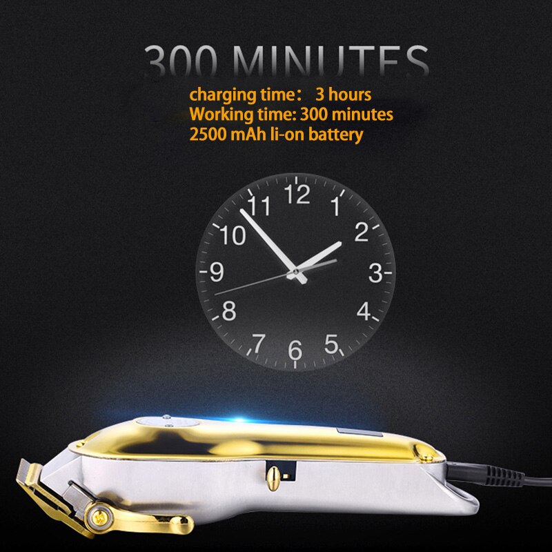 Kemei 1986 All-metal Barber Hair Clipper Electric Cordless LCD Hair Trimmer Gold Silver Hair Cutting Machine Mower