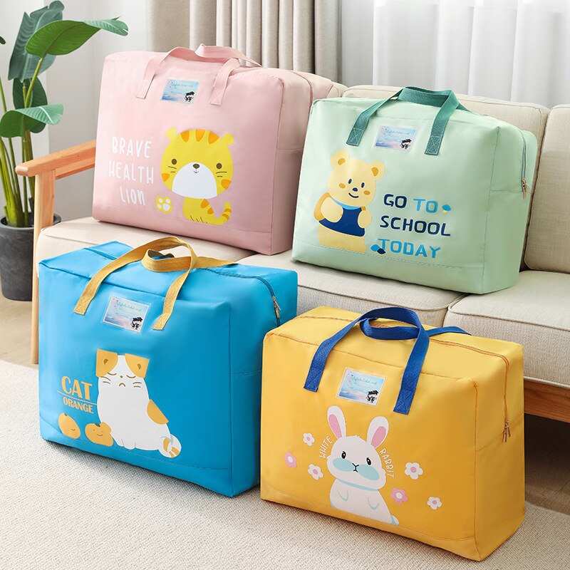 Sac de rangement de couette avec fermeture éclair, sac de rangement de couette de dessin animé avec fermeture éclair, organisateur de placard de chambre à coucher, vêtements Oxford imperméables pour enfants