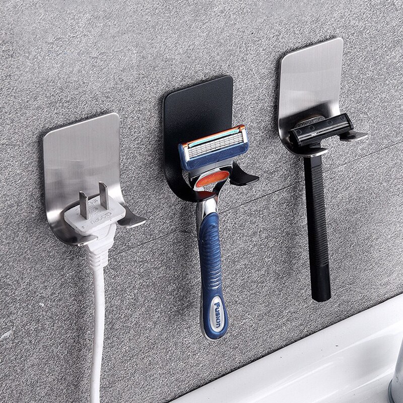 2Pcs Scheermes Houder Scheerapparaat Haak Hanger Stand Self Adhesive Rvs Zware Haak, douche Haak Voor Scheermes, Badkamer