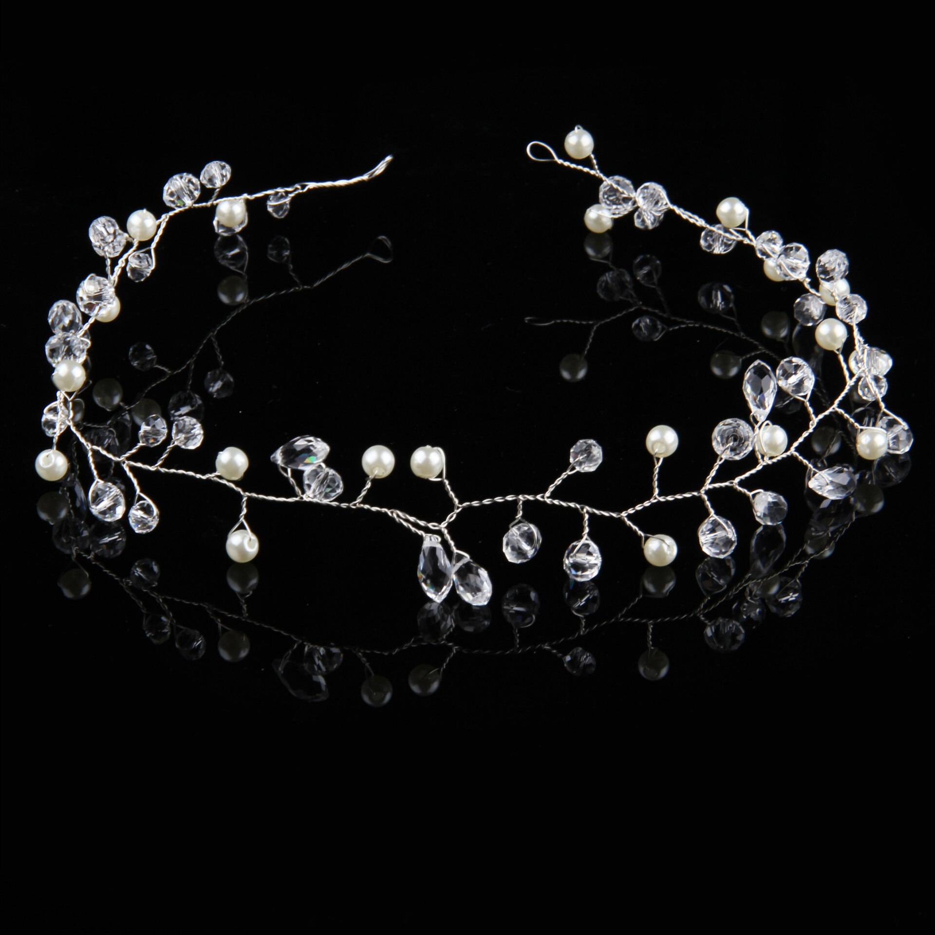 FORSEVEN Oro/Argento di Colore Fasce Dei Capelli Dei Monili di Perle di Cristallo Sposa Foglia Diademi Copricapo Da Sposa Accessori Per Capelli Da Sposa JL: 30706