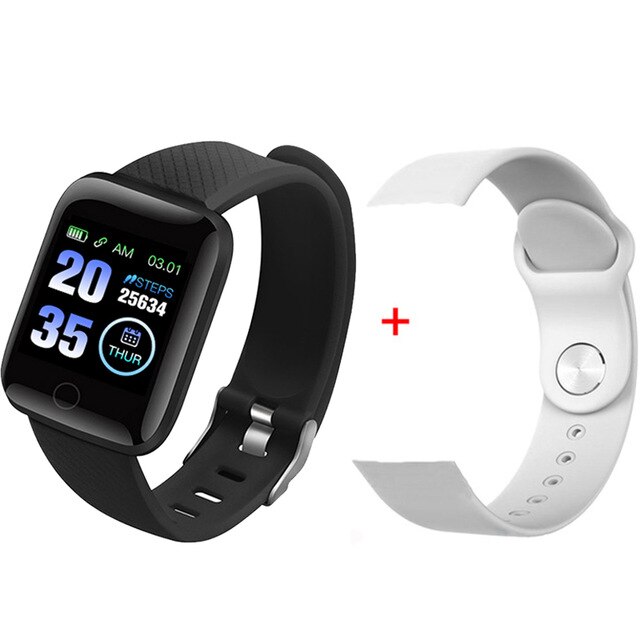 Reloj inteligente para VIP, reloj inteligente deportivo resistente al agua, con control del ritmo cardíaco y de la presión sanguínea: 116Plus-Black white