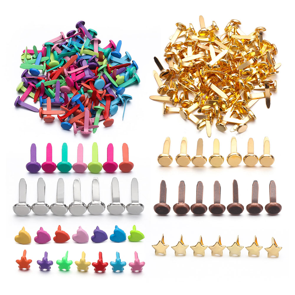 100 PCs Metal Brad Studs Spikes Scrapbook Embellishment Clasp Fastener DIY Photo Album Crafts Decoration Practical Useful