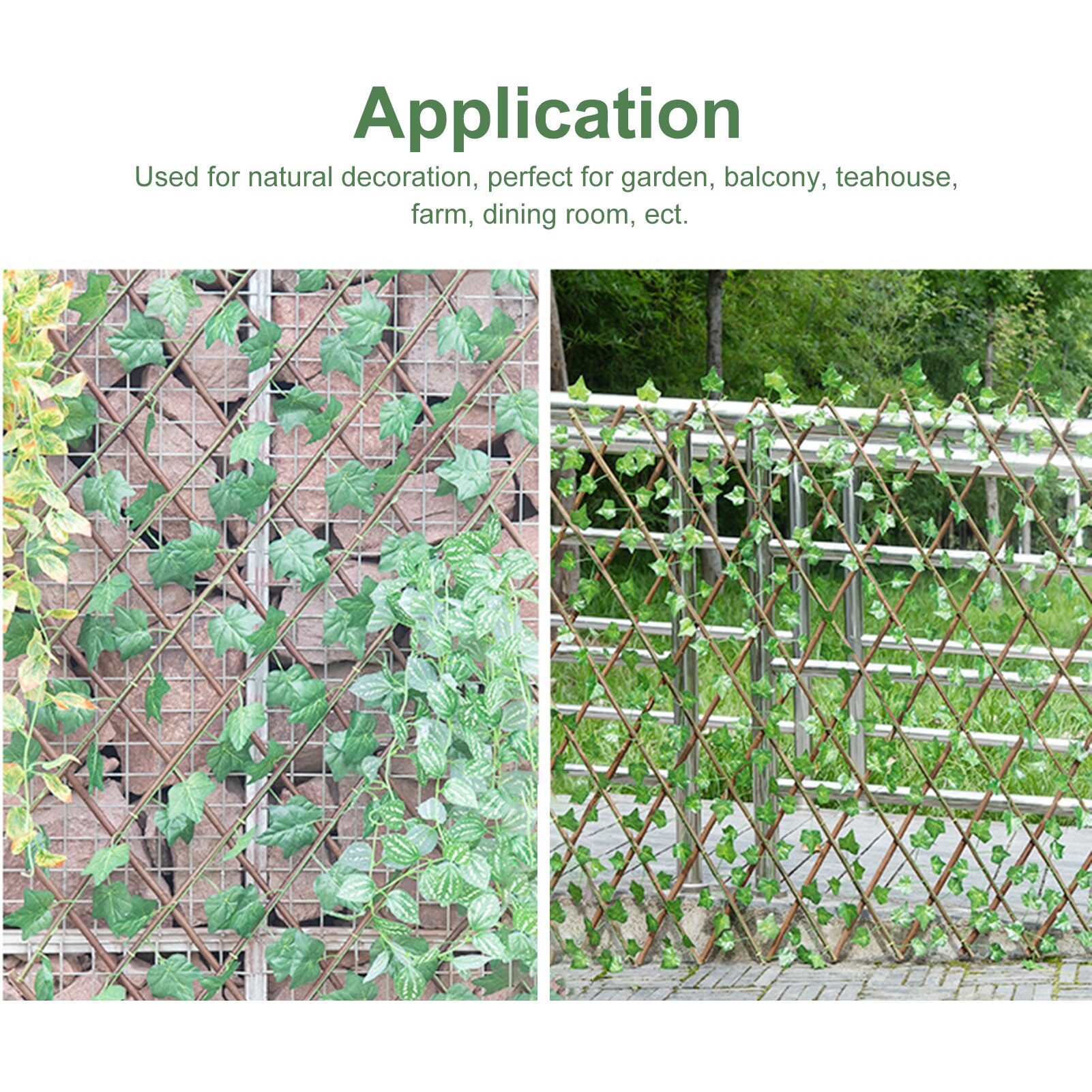Retractable Artificial Garden Fence Expandable 40CM Faux lvy Privacy Fence Gardening Plant Wood Vines Climbing Frame Waterproof