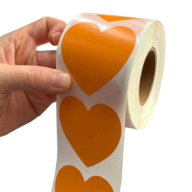 500pcs Splatter Target Label Stickers Orange Heart Shaped Stickers Valentine's Day Crafting Scrapbooking 2 Inch Adhesive Label