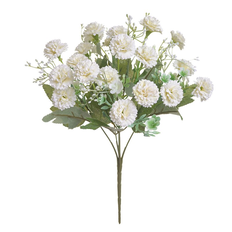 20 Hoofden Anjer Boeket Kunstbloemen Bruid Bruiloft Woondecoratie Nep Bloemen Faux: WHITE
