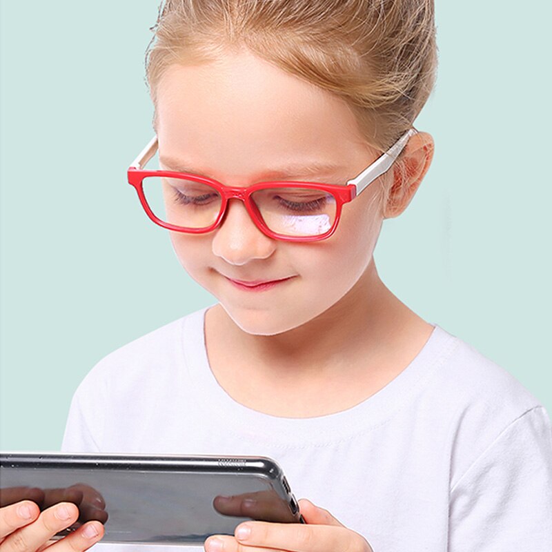 Kinderen Optische Glazen Flexibele Buigbare Een Stuk Veilig Brillen Meisjes Jongens Vlakte Spiegel Anti-Blauw Licht Siliconen Bril