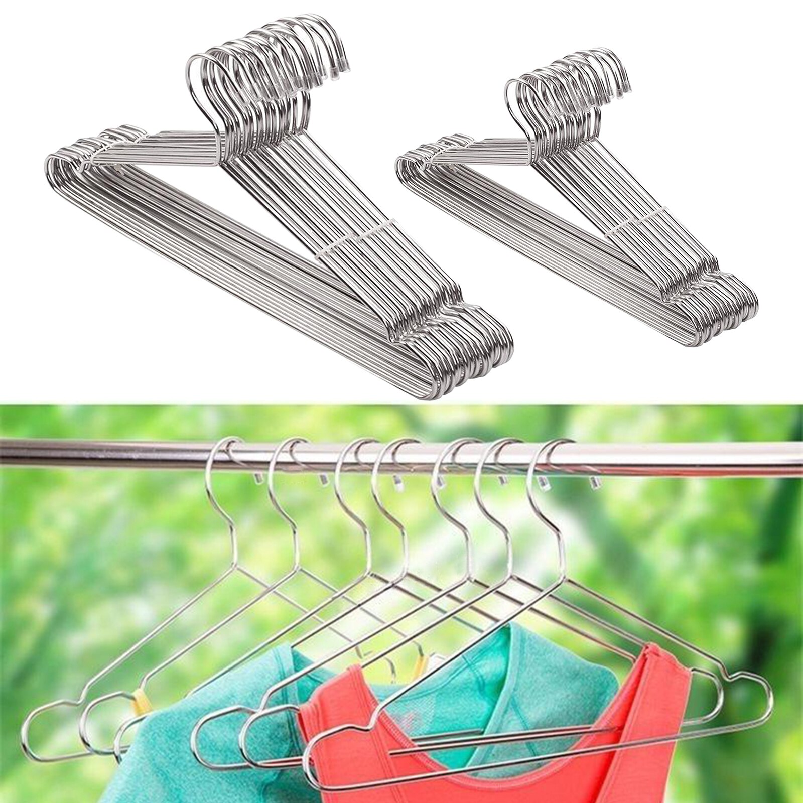 Stainless Steel Coat Hangers for Adults Clothes Trouser Suit T-shirt Garment, 10 Pcs Pack