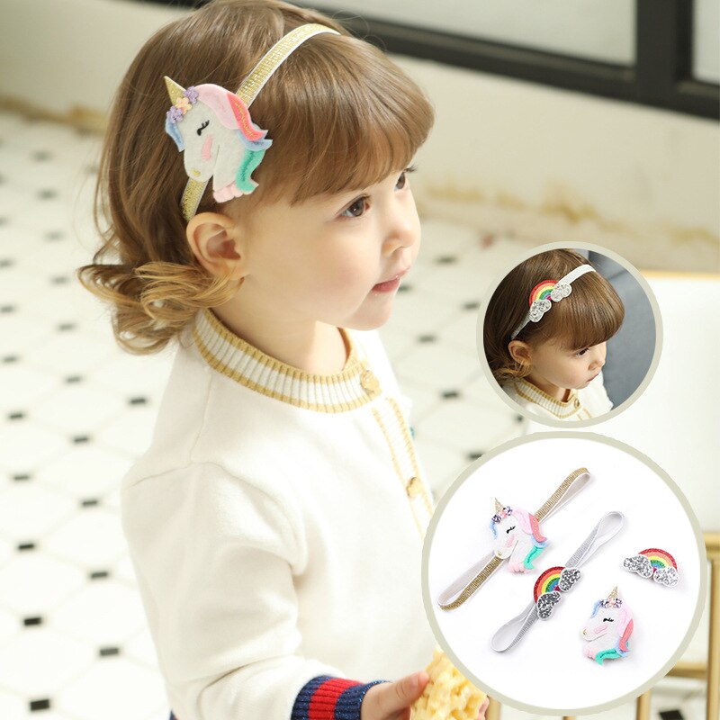 Baby Glitter Metallic Unicorn Hair Clips Girls Rainbow Hairpins For Kids Unicorn Party Hair Accessories