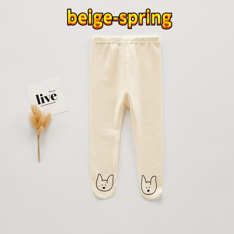 2022 neue Frühjahr Kinder Mädchen Jungen Leggins Beige Kaffee Cartoon Elefanten Große PP Strumpfhosen Strümpfe Bebe Hosen Casual Kleidung E9302: beige-spring / 100cm 24-36Months