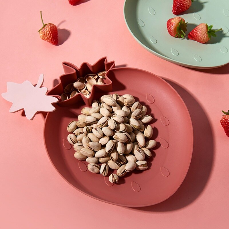 Lui Snack Tray Aardbei Vorm Fruit Lade Snoep Leuke Plaat Snack Schotel Fruit Voedsel Plaat Huishoudelijke Plastic Plaat Voor thuis