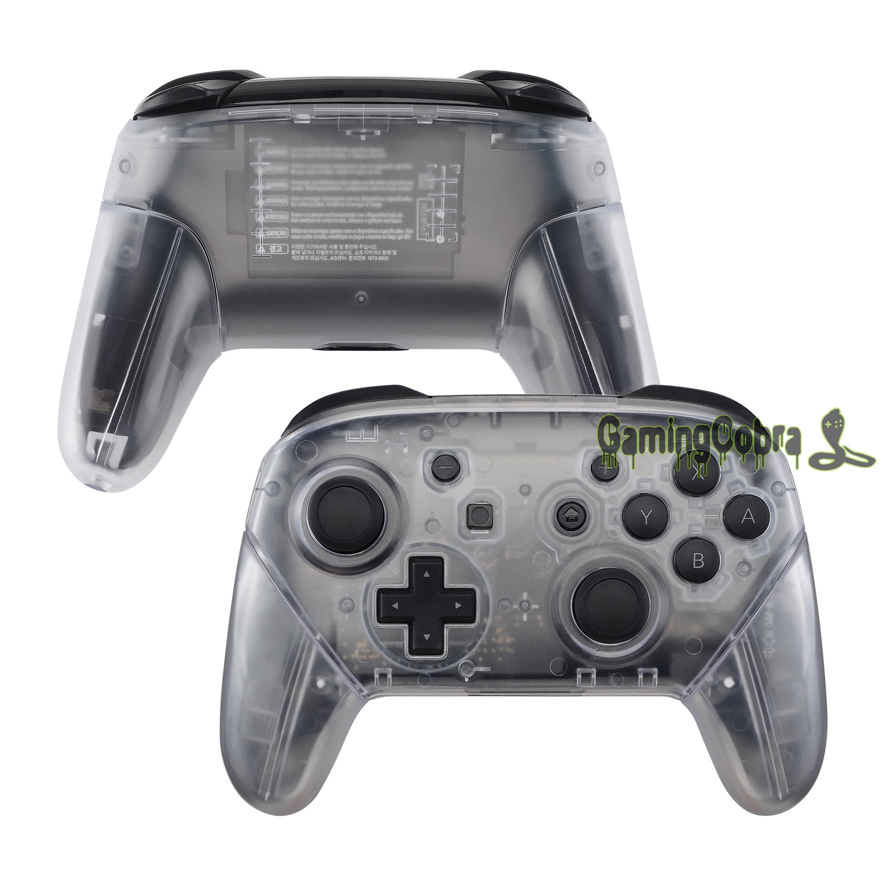 Couvercle Transparent Transparent de coque de boîtier de plaque arrière de façade avec le remplacement de poignées pour le contrôleur de Nintendo Switch Pro
