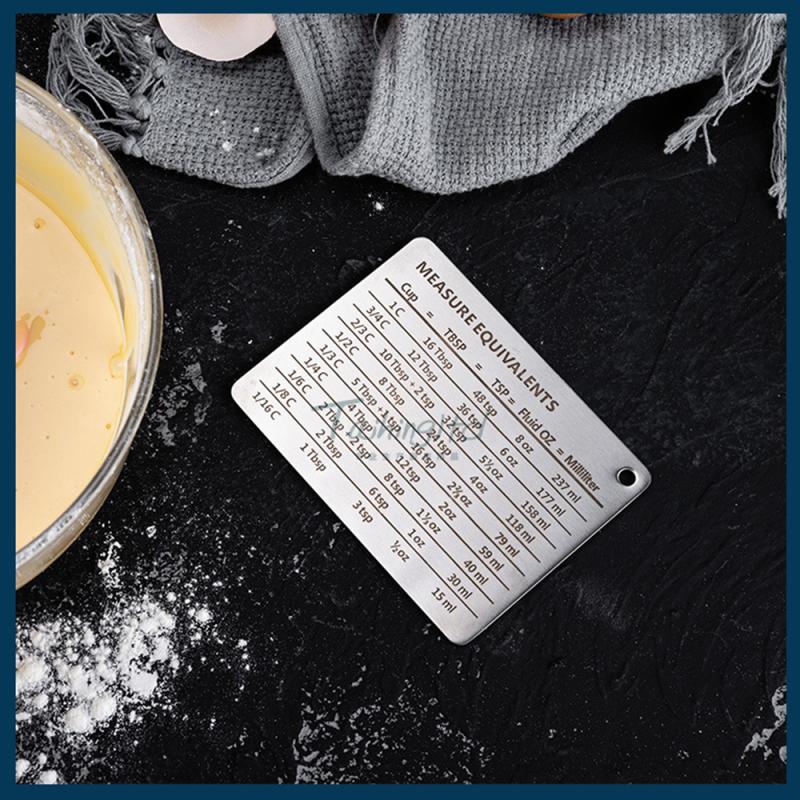 Home Measuring Cups Conversion Chart Magnetic Mount Spoon Accessories Baking Scale Plate Kitchen Cooking Stainless Steel Durable