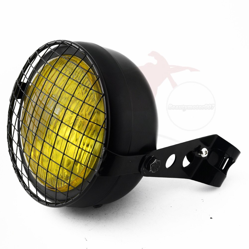 6.5 Inch Retro Motorcycle Headlight Grill Side Mount Cover with Bracket Motorcycle Side Mount Headlight Cover 35-43mm: Square White Set