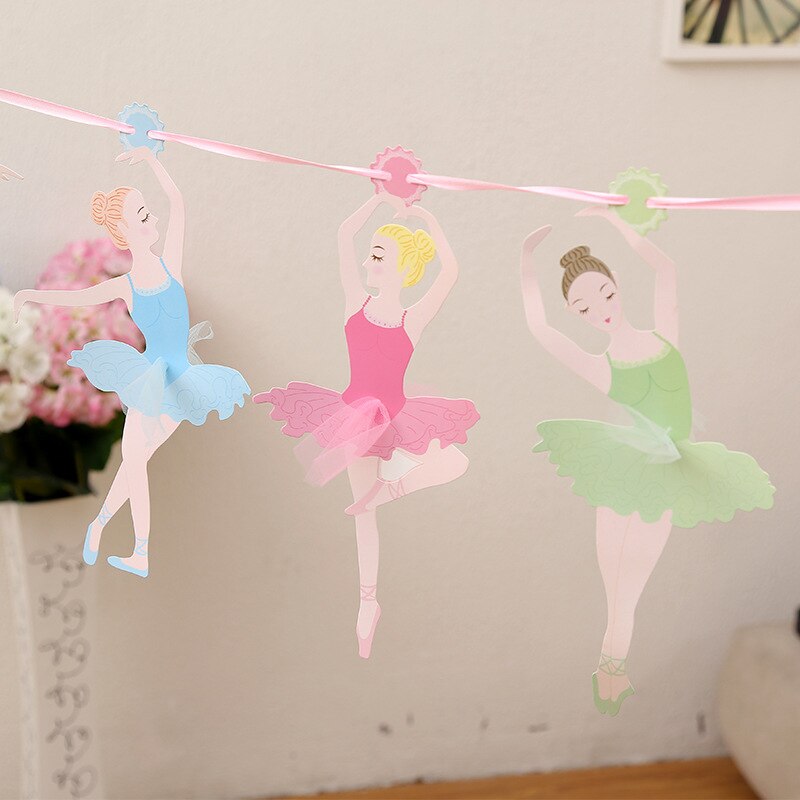 10 Stks/pak Ballerina Pull Vlaggen Ballet Banner Baby Shower Anniversary Gelukkige Kinderen Dag Verjaardagsfeestje Decoraties Levert