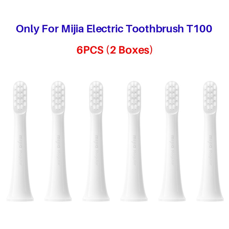 XiaoMi-cabezales de repuesto para cepillo de dientes eléctrico MIJIA Original, 3 uds., T100 T300 T500, embalaje en caja: 6PCS T100 heads