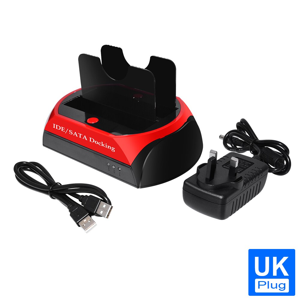 Caja de disco duro HDD IDE de 3,5 pulgadas, carcasa de disco duro de 2TB para ordenador portátil, USB 2,0/Tipo C a 2 SATA de 2,5 ''y 3,5'': UK plug