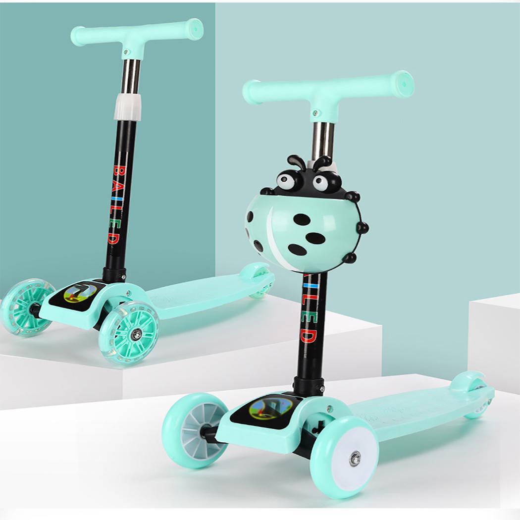 Durable Portable Folding Adjustable Sliding Children Blue/Green/Pink Outdoor Scooter > 3 Years Old 60-75cm