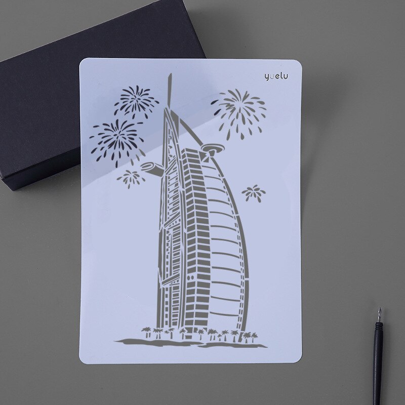 Szablon do wytłoczeń punktowych Pre Tracing linijka wieża eiffla Big Ben Spray/ściany ręcznie malowanie szablony DIY Scrapbooking dekoracja albumu: No.9