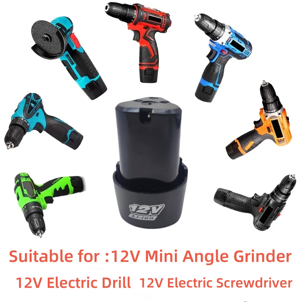 Batería recargable de iones de litio, destornillador eléctrico, taladro, mini herramienta de amoladora angular, 12V, 9800mAh,