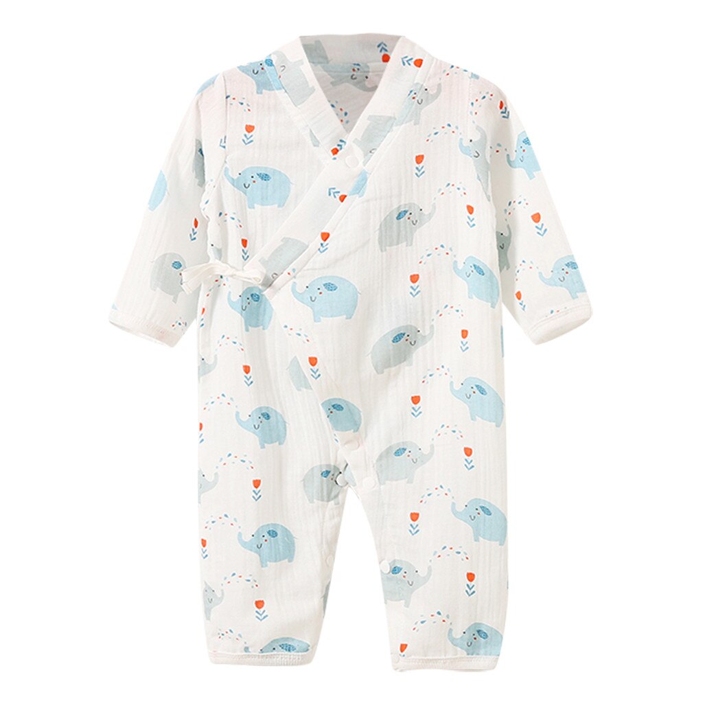 Pasgeboren Baby Baby Boy Meisje Garen Gewaad Bloemen Kimono Romper Jumpsuit Nachtkleding Kinderen Kleding Lange Mouw Thuis Kleding: A /  3-6 Months