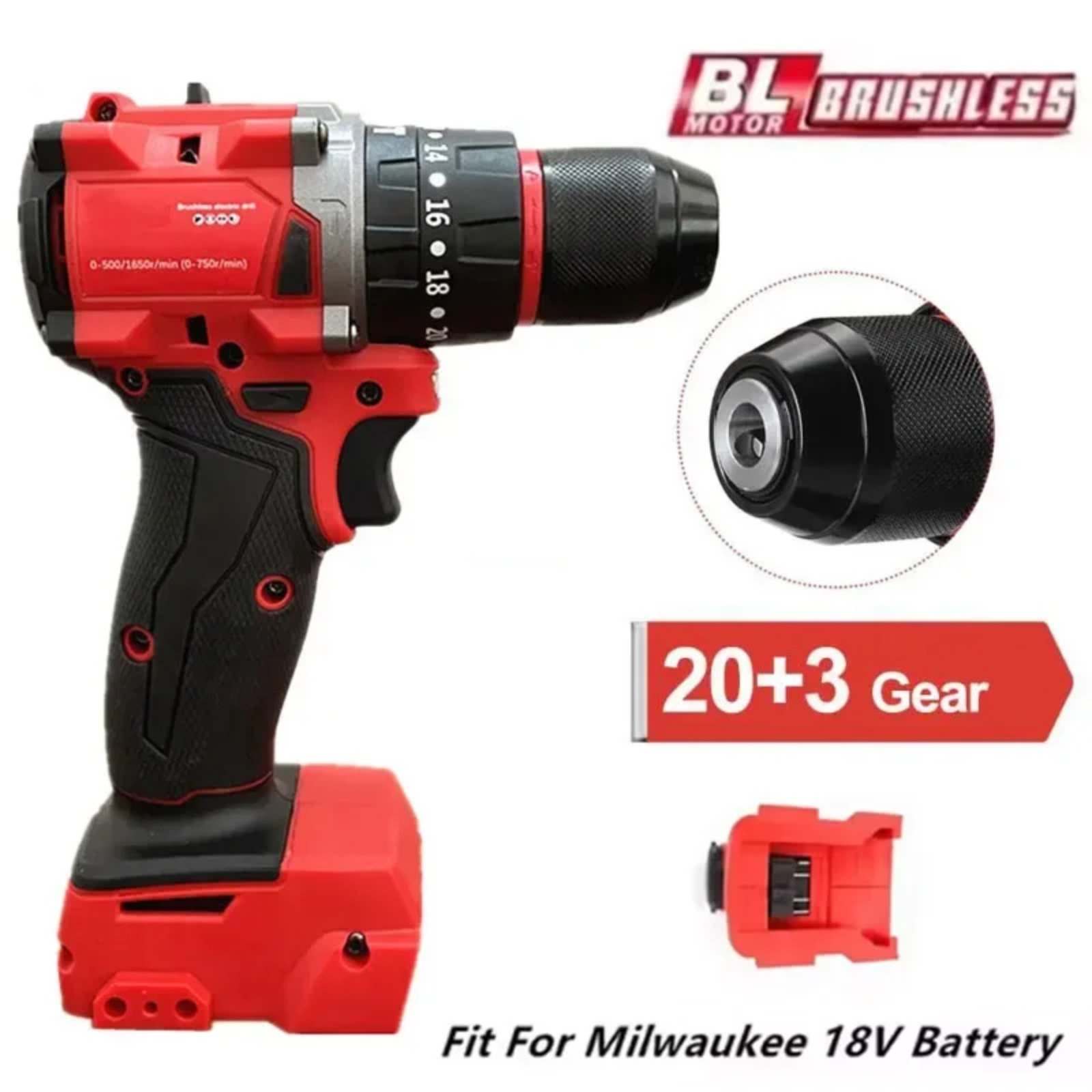 Voor Milwaukee 18V Batterij Borstelloze Elektrische Boor 20 + 3 Koppel Draadloze Klopboormachine Hamer Multifunctionele Power Tools Rotary