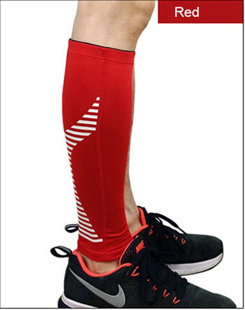 1PCS Cycling Running Leg Compression Sleeves Calf Non-slip Breathable Yoga Tennis Football Shin Guards Sports Safety 5 Colors: Red / M