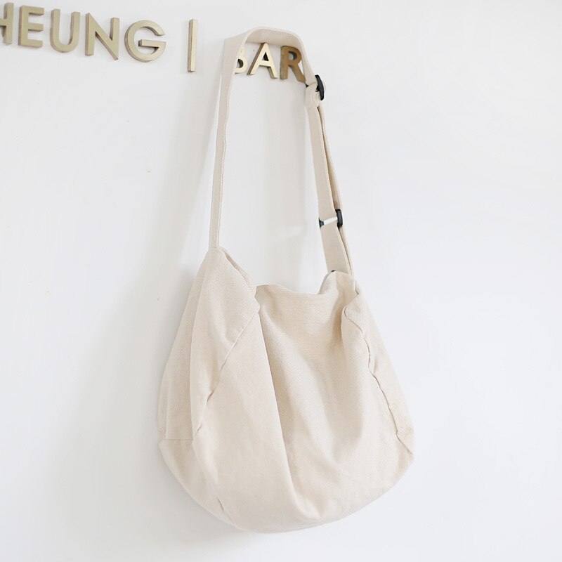 Canvas axelväska för kvinnor avslappnad bomullstyg crossbody väskor blixtlås shopping tote student stor kapacitet enkel bok handväska