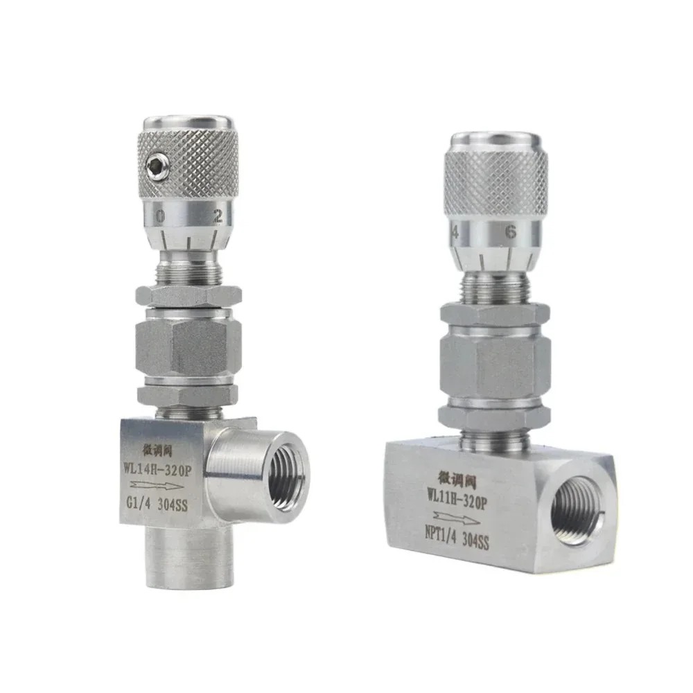 G 1/8 " 1/4 " 3/8 " npt 1/2 " stainless steel 304 needle valve micro metering flow regulation valve controller for water gas oil