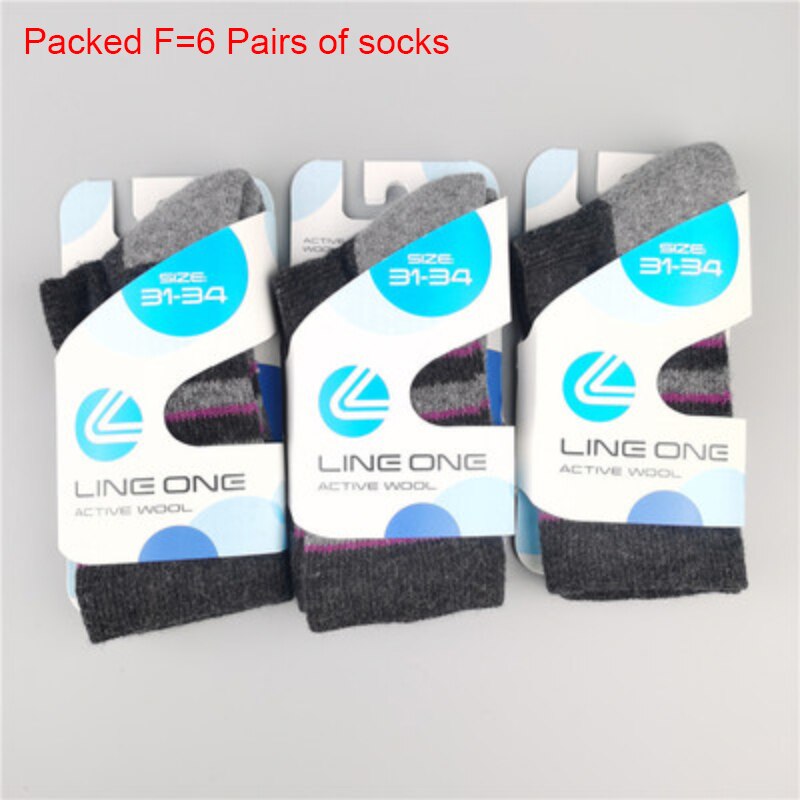 Chaussettes de randonnée en laine mérinos 50% pour enfants, chaussettes chaudes d&#39;hiver pour Sports de plein air, chaussettes thermiques pour équipe, taille européenne 31 à 34: Packed F (6 Pairs )