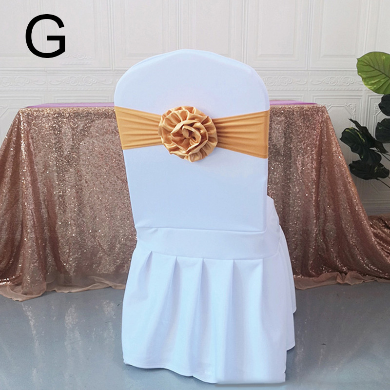 Elastische Polyester Stoel Band Bow Sash Stretch Stoel Sjerp Band Met Grote Bloem Voor Banket Hotel Bruiloft Verjaardag Party Decoratio: G