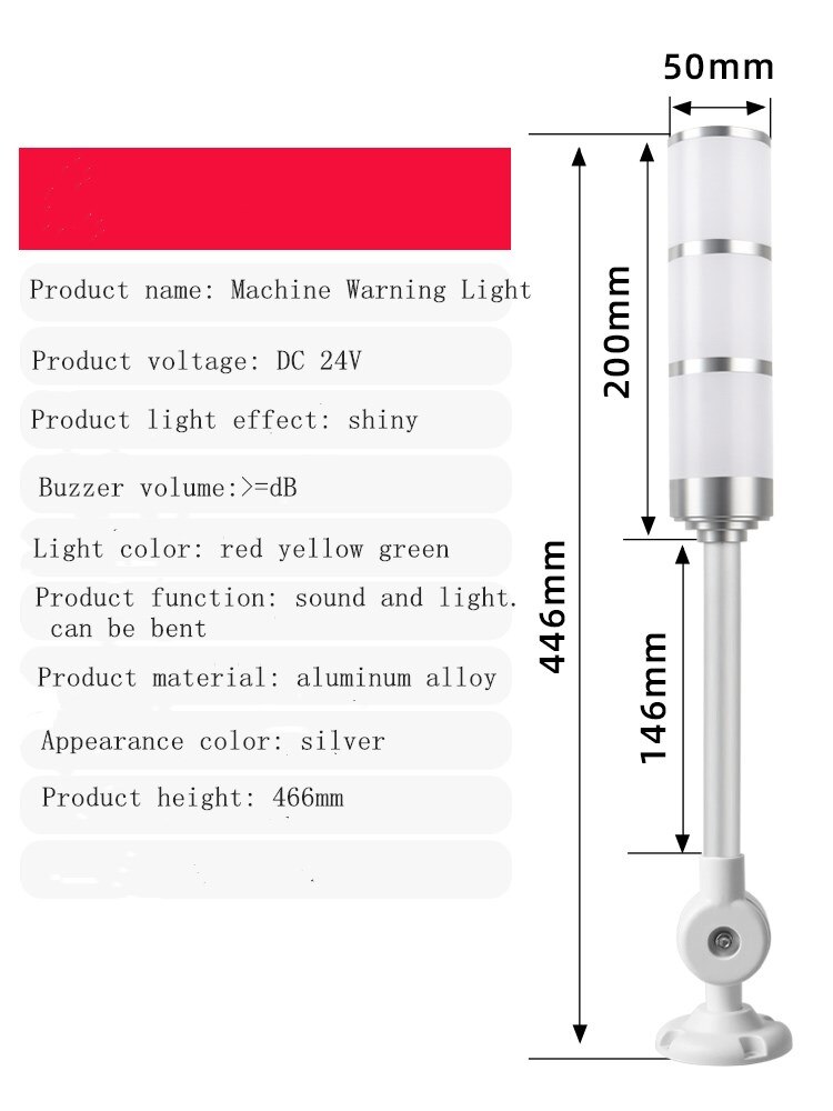 1Pcshigh Grand Aluminium Industriële Multilayer Stack Light 3 Layer Rood Glanzend Vouw Led Signaalzuil Voorzichtigheid Lamp Met zoemer