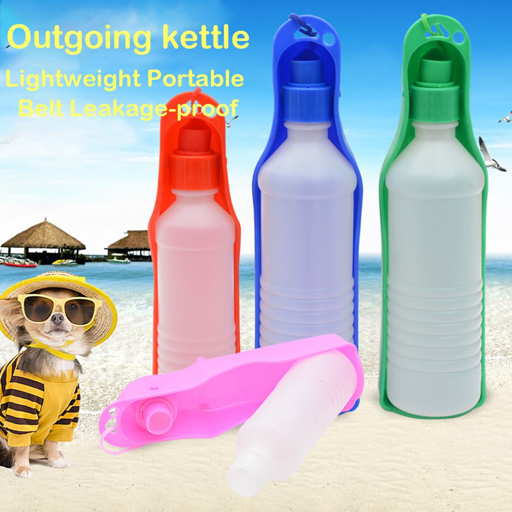 250ML/500ML Dog Water Bottle Portable Plastic Pet Dot Feeder Food Container Outdoor Walking Travel Pet Drinking Water Feeder