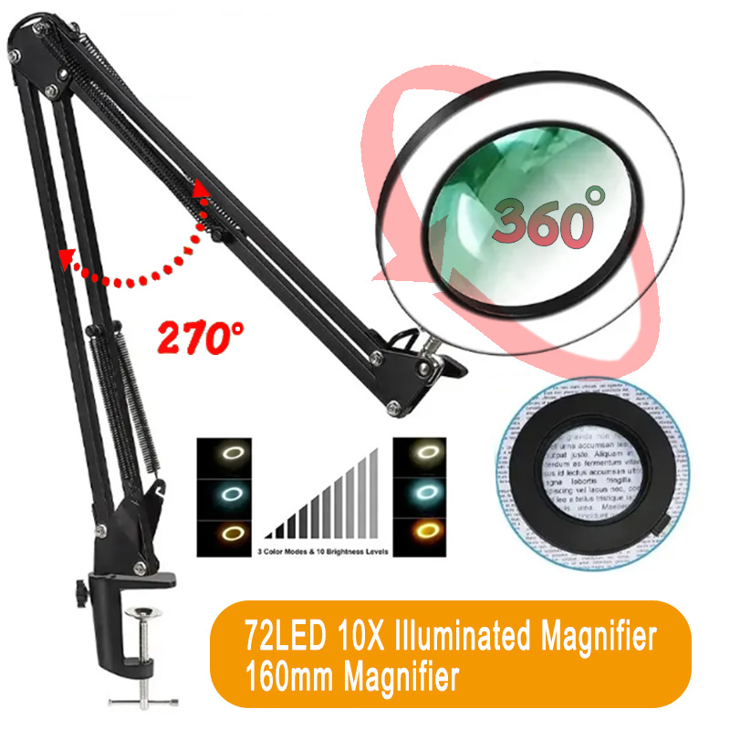 72 10x LED-leuchtlupe mit usb-anschluss und 3 farben, Ideal für lötkolbenreparaturen, als tischlampe oder hautpflege-werkzeug.