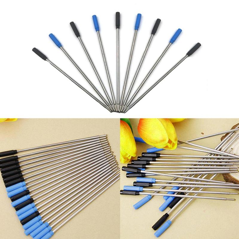 Kuglepen metalpen refill 1.0mm længde 11.6cm stål rustfri refill kort erstatning pen refill sort og blå  q2 u 5