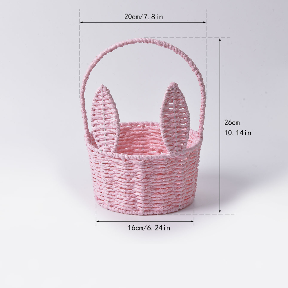 Cesta de conejito de Pascua, organizador de artículos diversos, cesta de flores tejida, cesta de Picnic, cesta de Pascua para el hogar, jardín, , Camping, cocina: Rosa