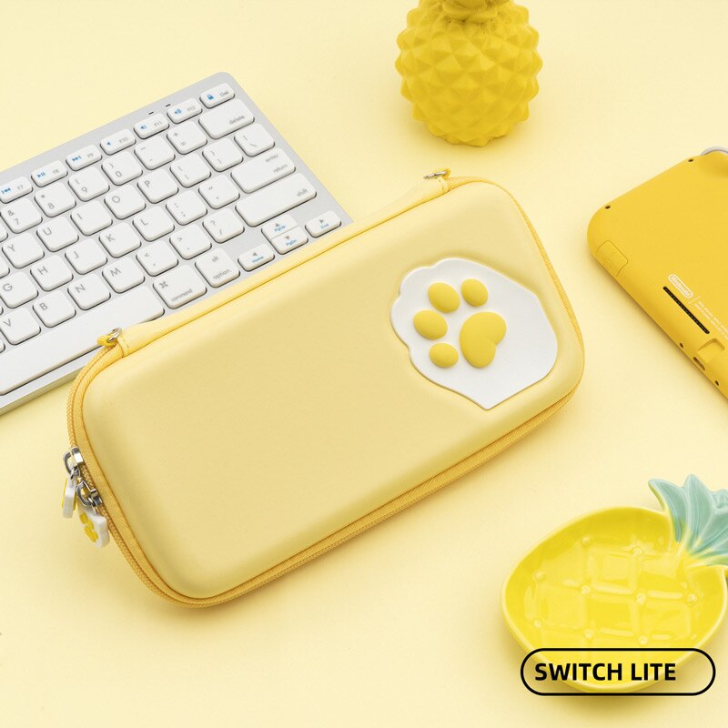 Coloré chat patte interrupteur sac de rangement Silicone couverture rigide coque étanche boîte NS Lite jeu étui pour Nintendo Switch accessoires: Yellow Switch Lite