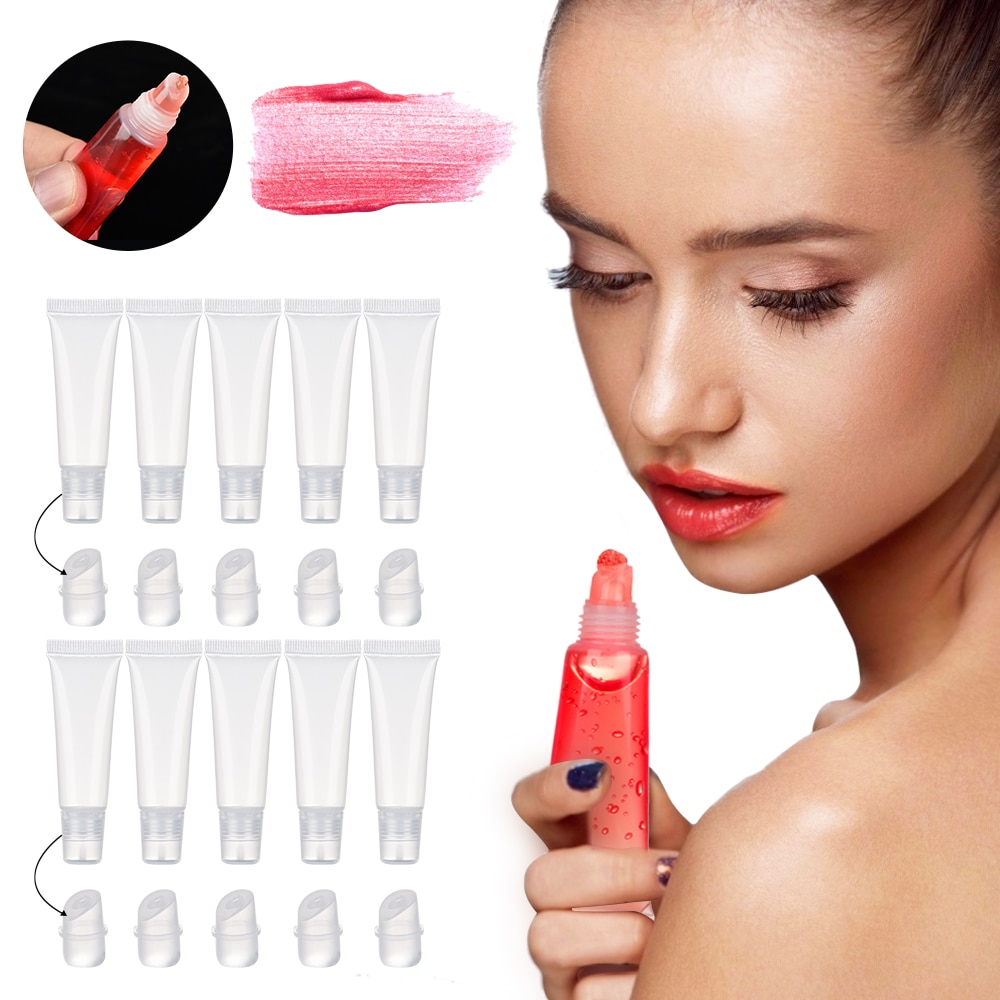 30Pcs 10ml Empty Lip Gloss Tubes with Lip Balm Containers Refillable Bottles DIY Cosmetic Makeup Travel Makeup Squeeze Container