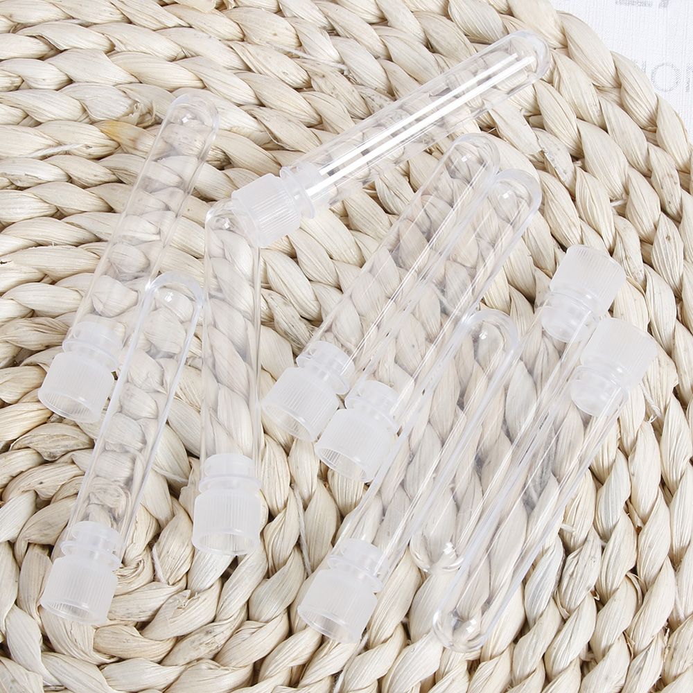 10 stk / pakke 75ml klart plastik reagensglas med lågformet bund lang gennemsigtig reagensglas laboratorie eksperimentforsyning