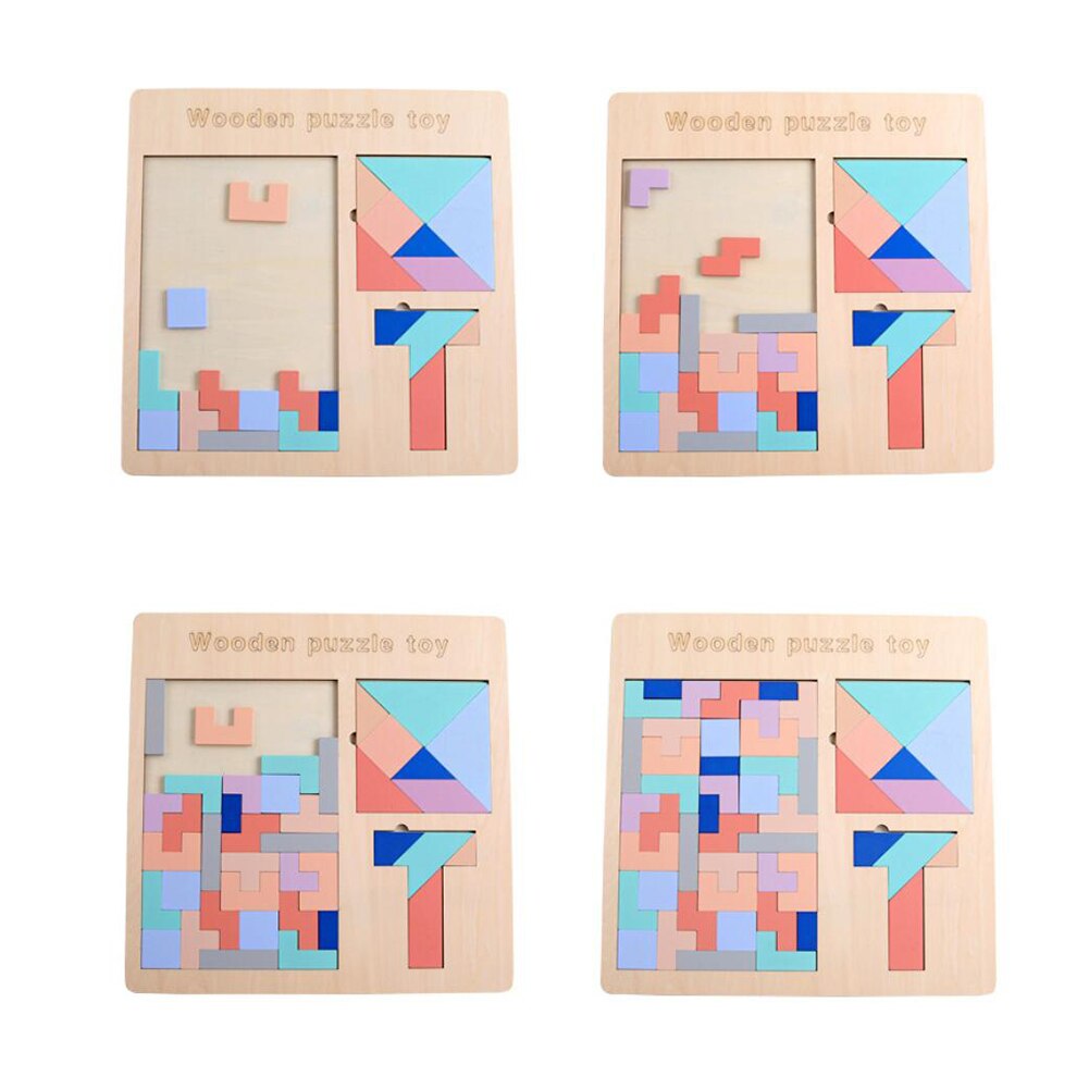 3 In 1 Houten Brain Teaser Puzzel Speelgoed Tetris Game Kid Educatief Speelgoed