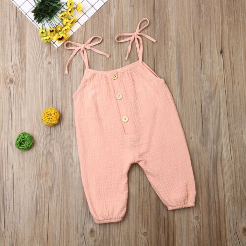 Mono sin mangas con botones y cinturón para bebés y niños ropa de mono de combinación de verano