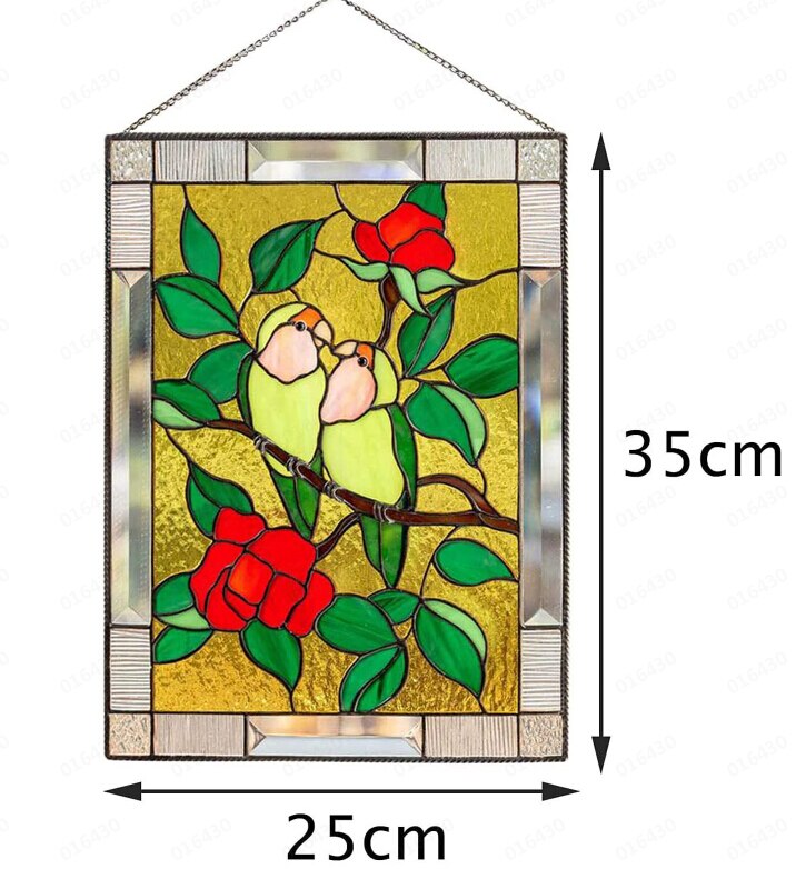 Multicolor Birds On A Wire High Stained Glass Suncatcher Window Panel Series Ornaments Pendant Home Decoration Hanging For Doors: M