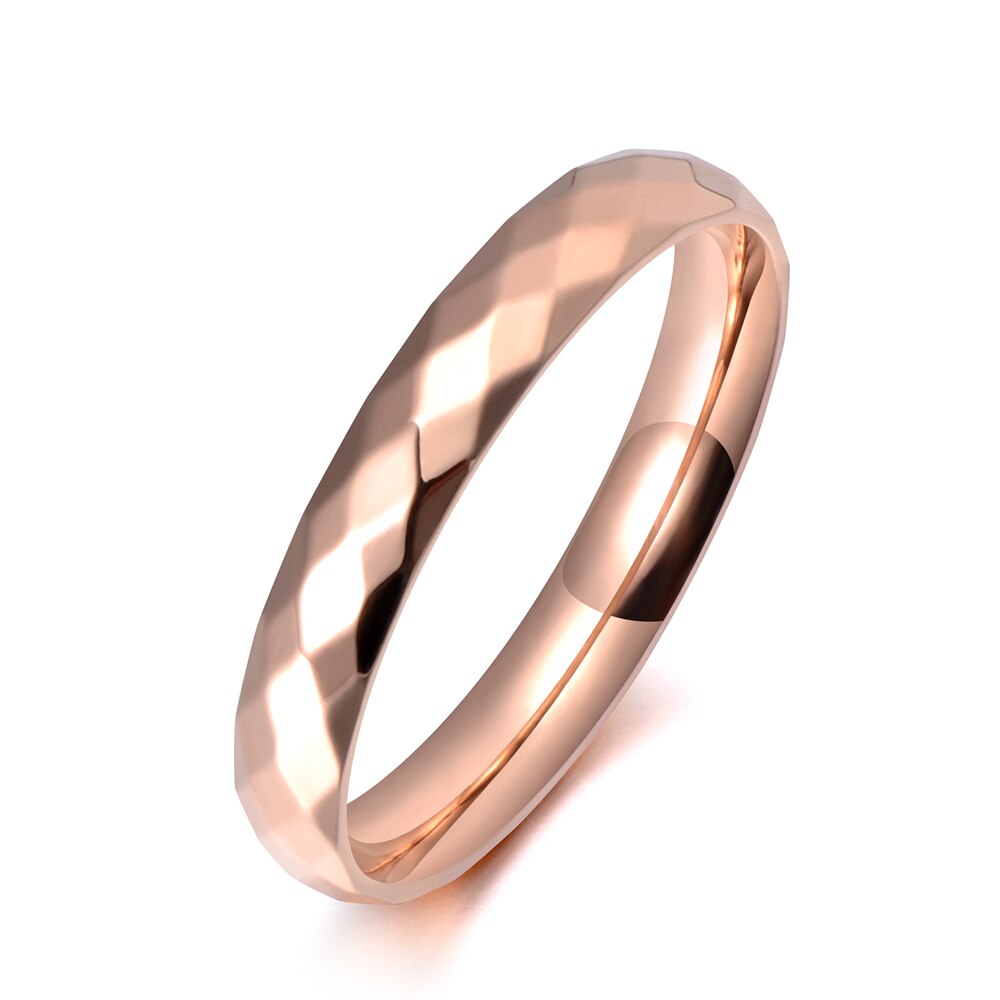 JeeMango Alla Moda Ufficio Stile In Acciaio Inox 3mm Taglio Ampio Viso Anniversario Anello In Oro Rosa Anello di Cerimonia Nuziale Dei Monili Per Le Donne JR19059: 9 / Rose Gold