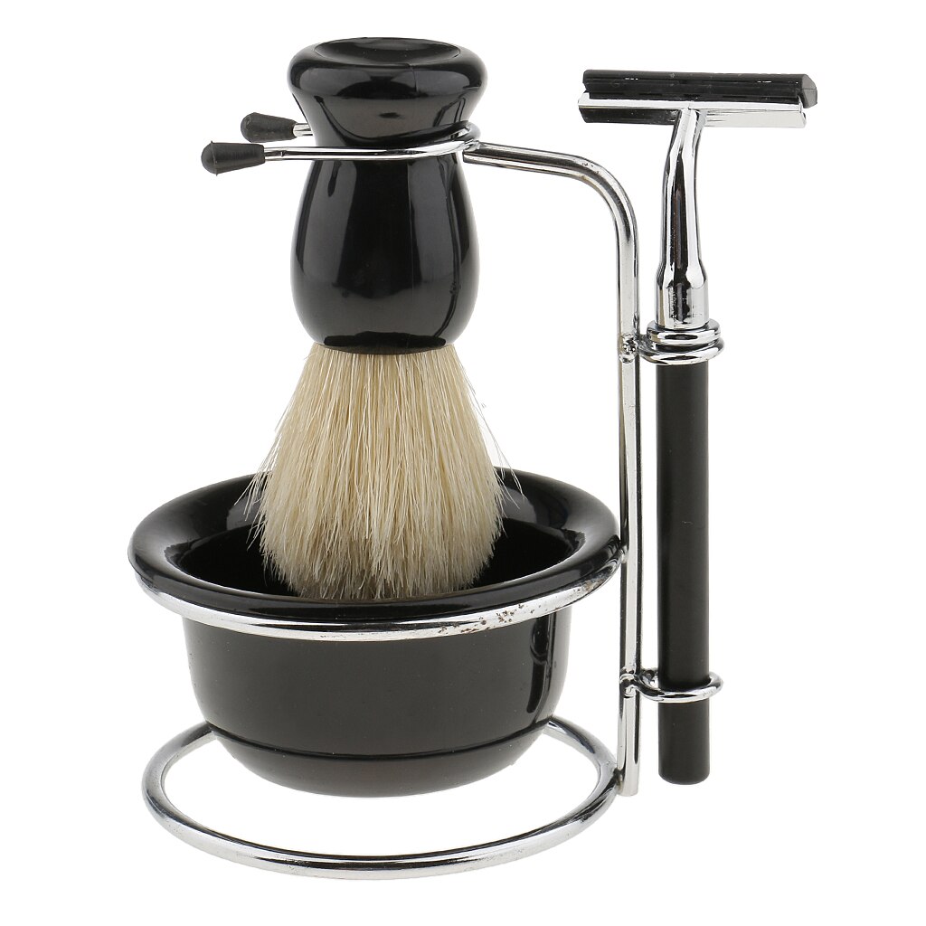 Mens Beard Shaving Kit Shave Badger Brush+ Stand +Soap Bowl Mug +Razor Set