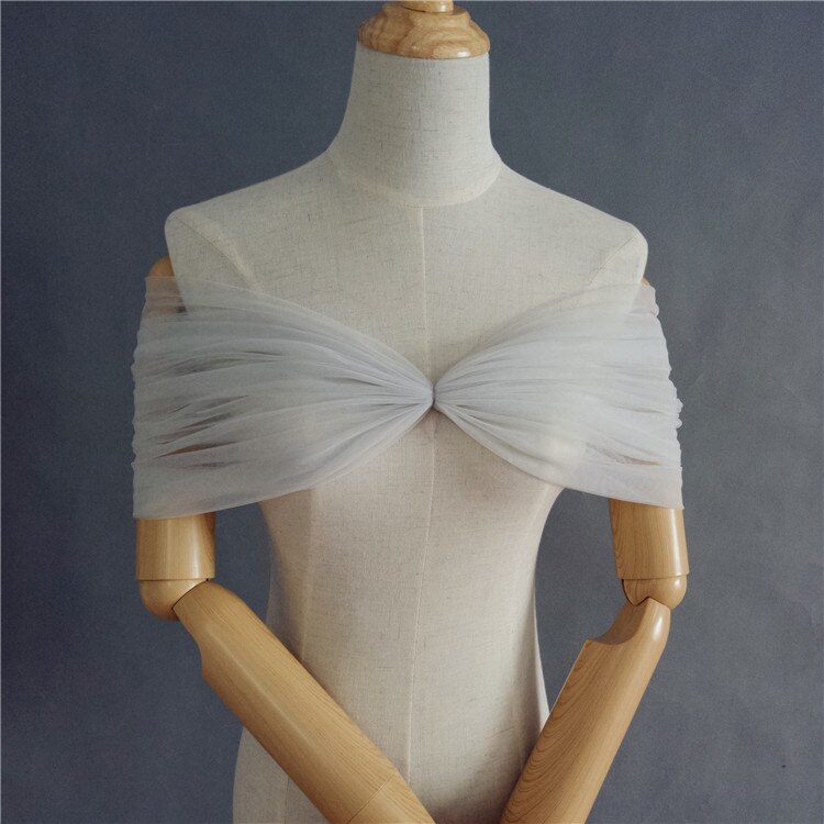 Burgund/Champagner/Blau/Schwarz/Rosa/Grau Einfache Tüll Hochzeit Boleros Schöne Elegante Schal Anzug Für fehlschlag Size80-93cm DJ107: Silber