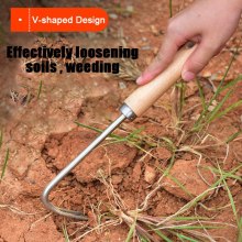 Garden Grass Hand Weeder Wood Handle Stainless Steel Grassroots Weeding Deeper Digging Removal Cutter Puller Tool Yard Lawn Farm